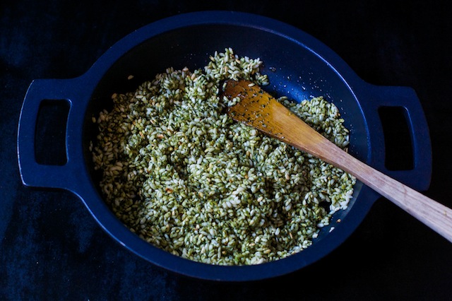 Risotto al pesto genovés. Verde que te quiero verde