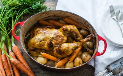 Chicken in cocotte with white wine
