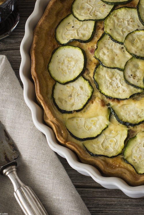 Quiche of Zucchini with ham and cream cheese. Le Creuset 10-1 anniversary sweepstakes