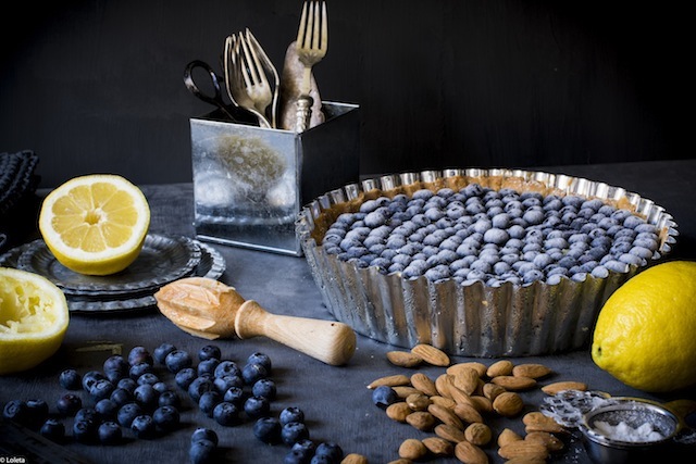 Blueberries and 3 soft-frangipane tart