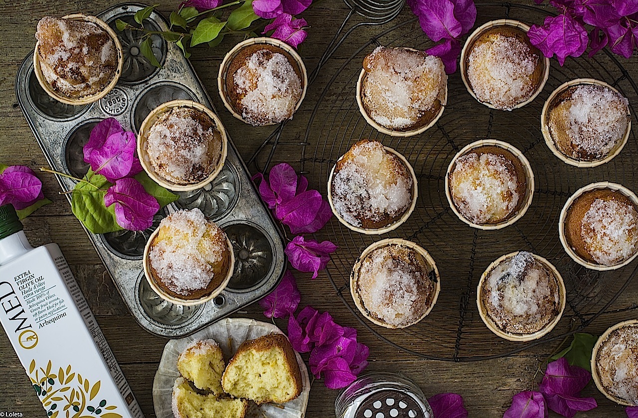 Magdalenas de aceite arbequina con azúcar. Tradición en tu mesa