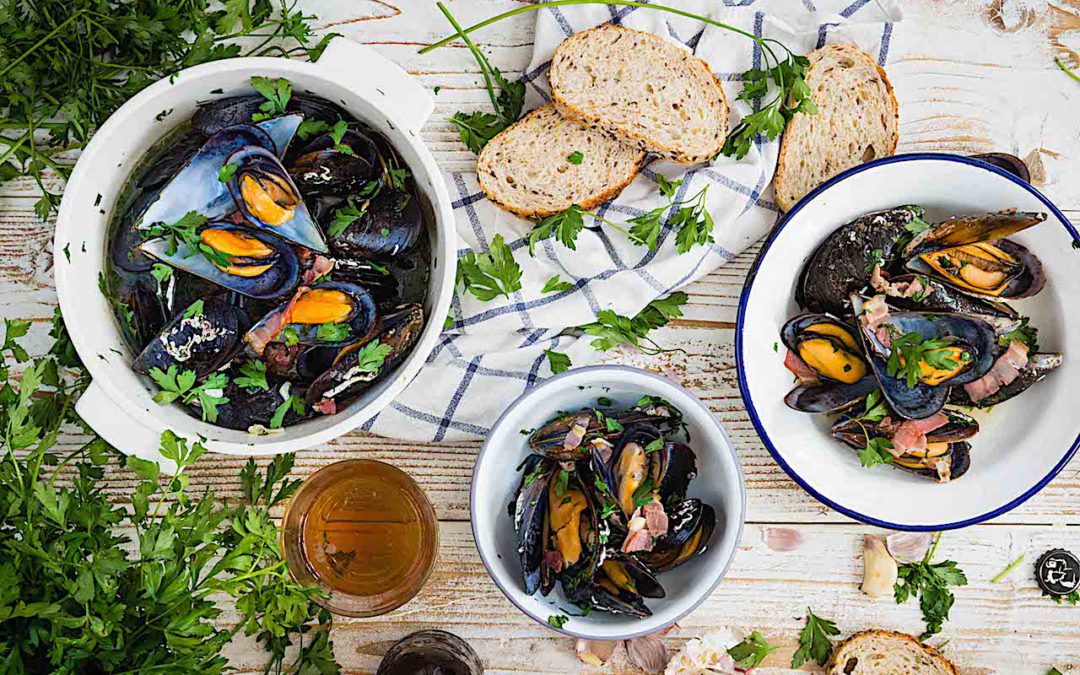Easy recipe of mussels with bacon beer