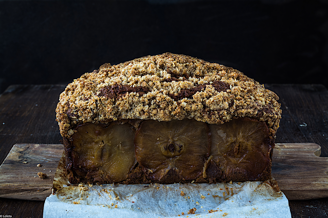 Bizcocho de manzanas con calabaza y crumb le de avena