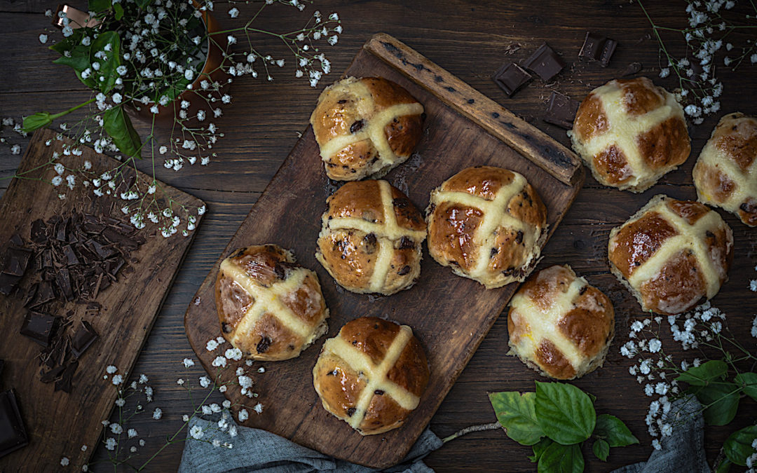 Hot cross buns. The typical Easter buns of Great Britain