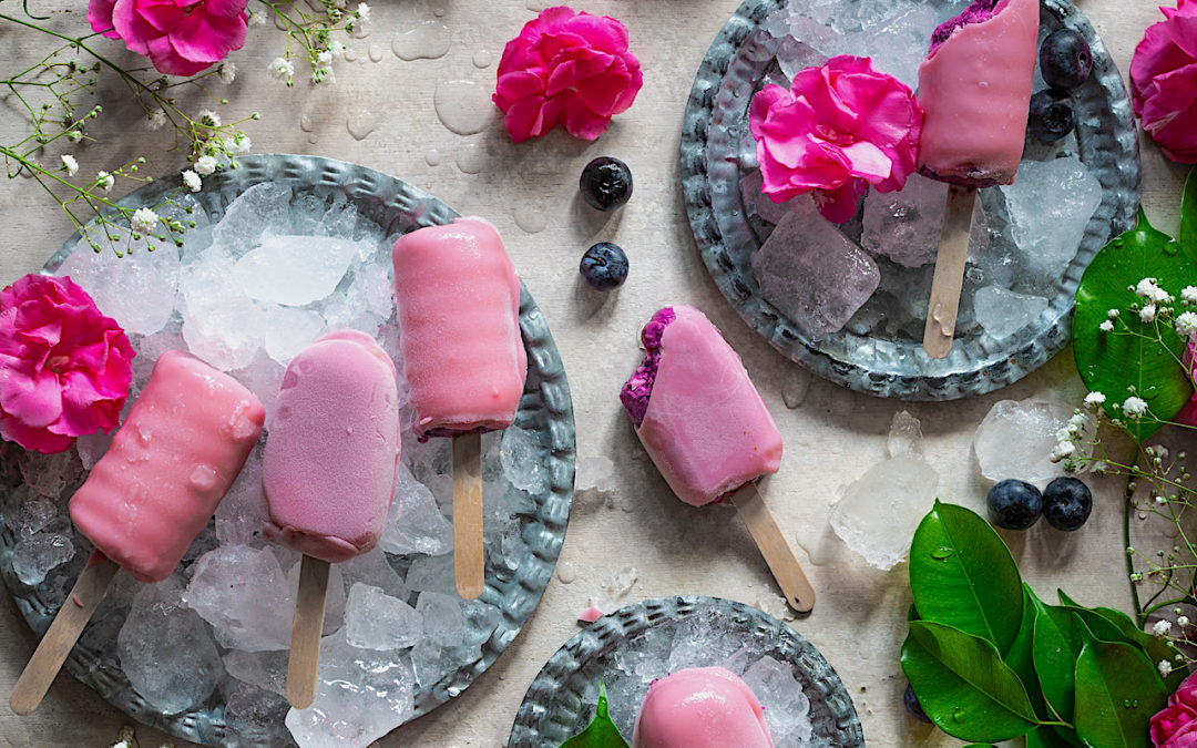Frozen unsweetened blueberries. Creamy and coconut