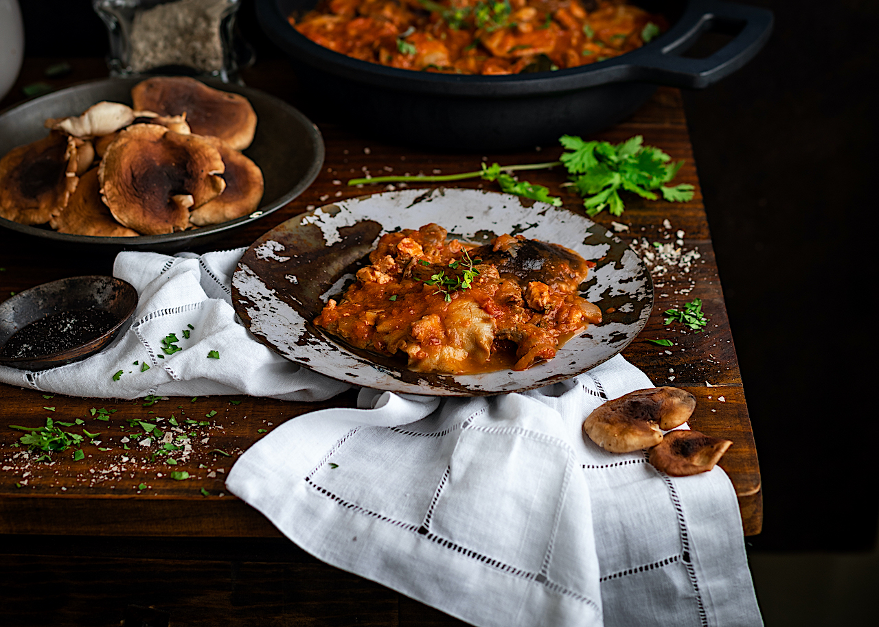 Fricandó de ternera con setas y foie