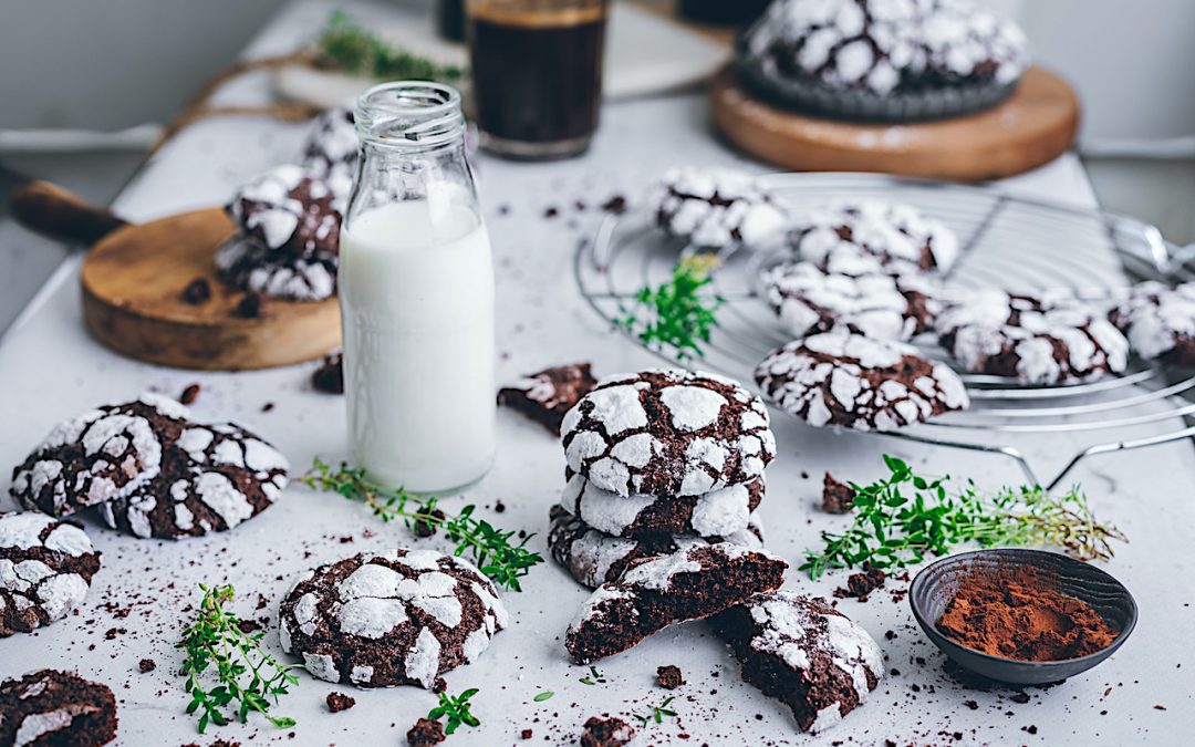 Galletas crinckle de chocolate