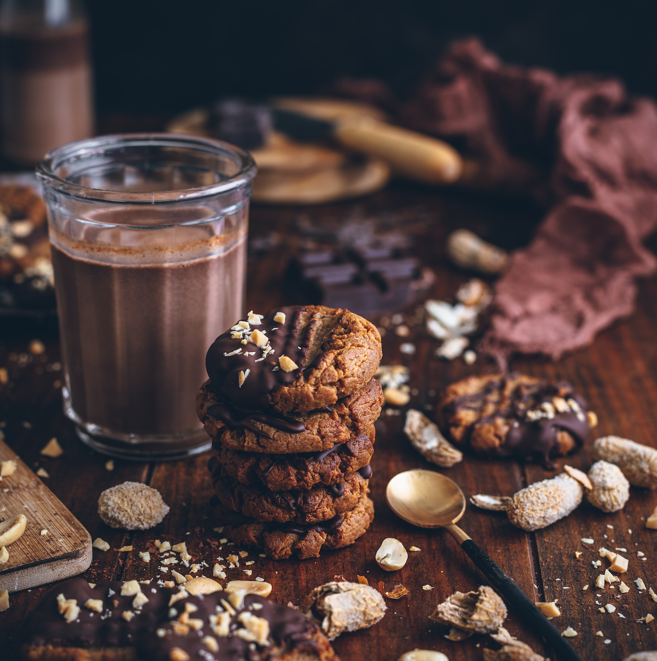 Galletas de mantequilla de cacahuetes y chocolate sin gluten