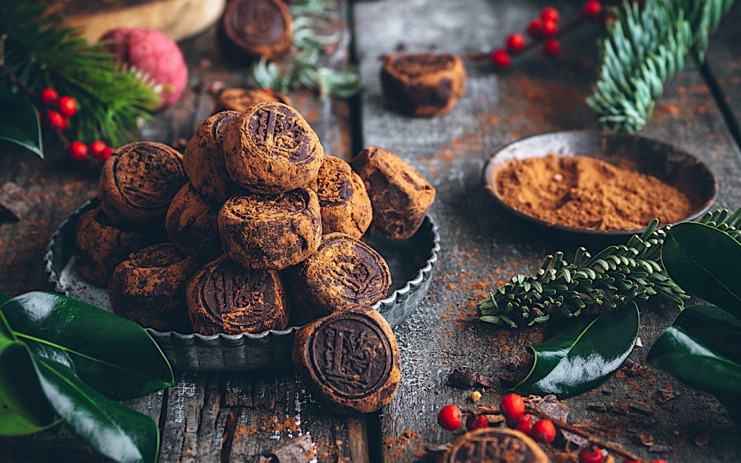 Chocolate truffles. The best gift at the Christmas table