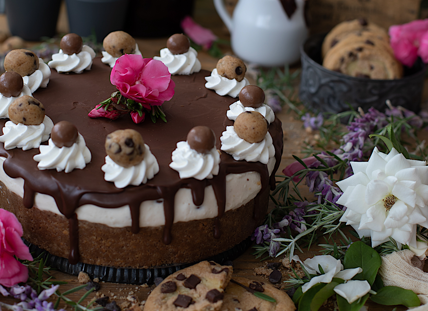 Tarta de queso y cookies sin horno y sin huevo