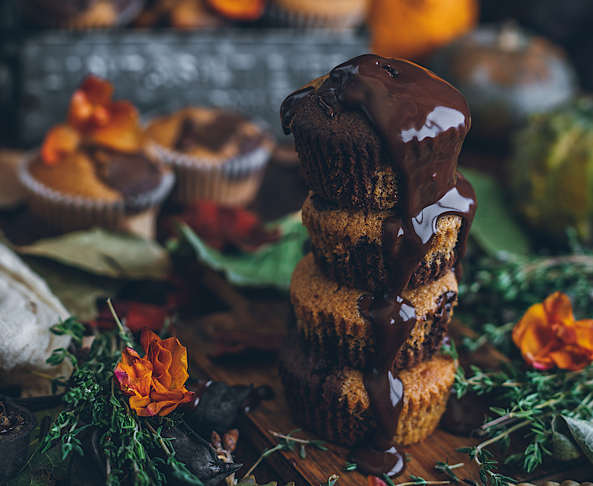 Muffins de calabaza y chocolate. Otoño para desayunar.