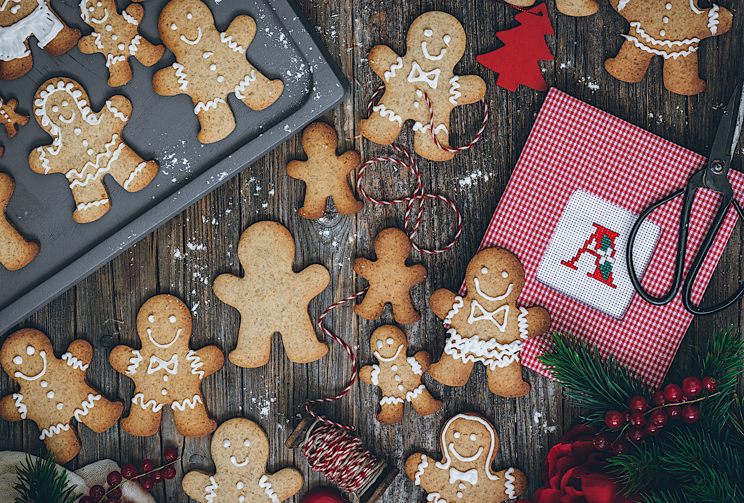 Gingerbread cookies. Gingerbread man cookies to eat three by three