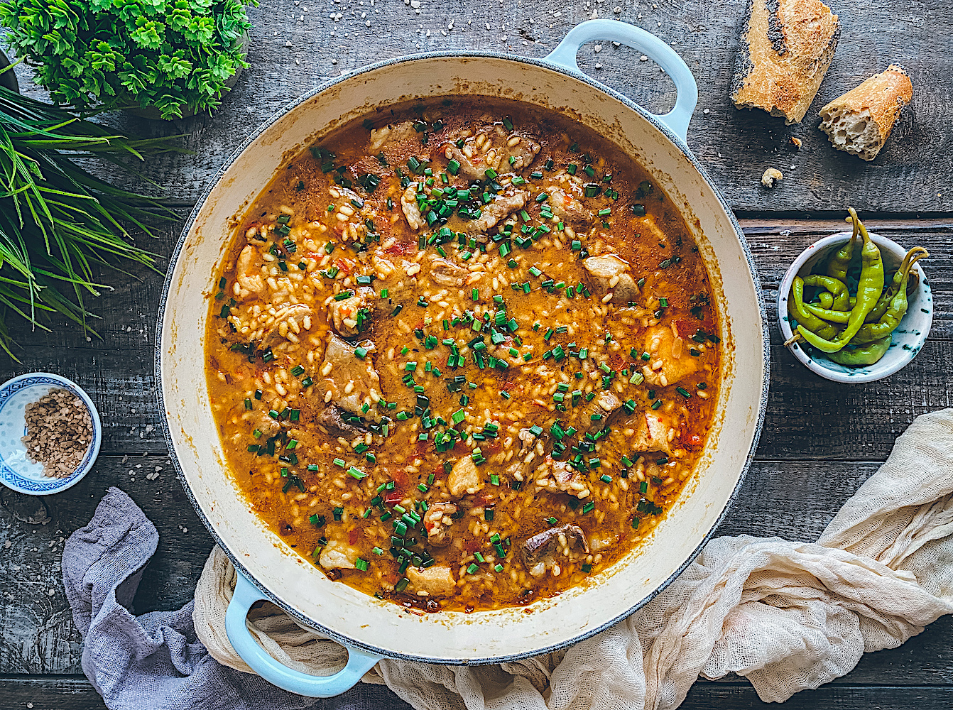 Arroz caldoso con carne