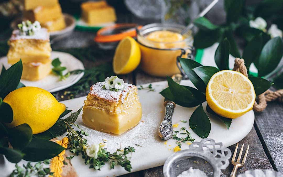 Magic lemon cake. The magic of three cakes in one