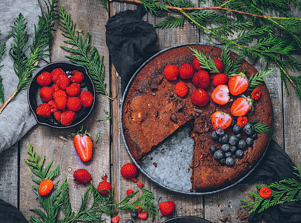 Brownie en sartén. El brownie más jugoso y auténtico sin horno y también sin gluten