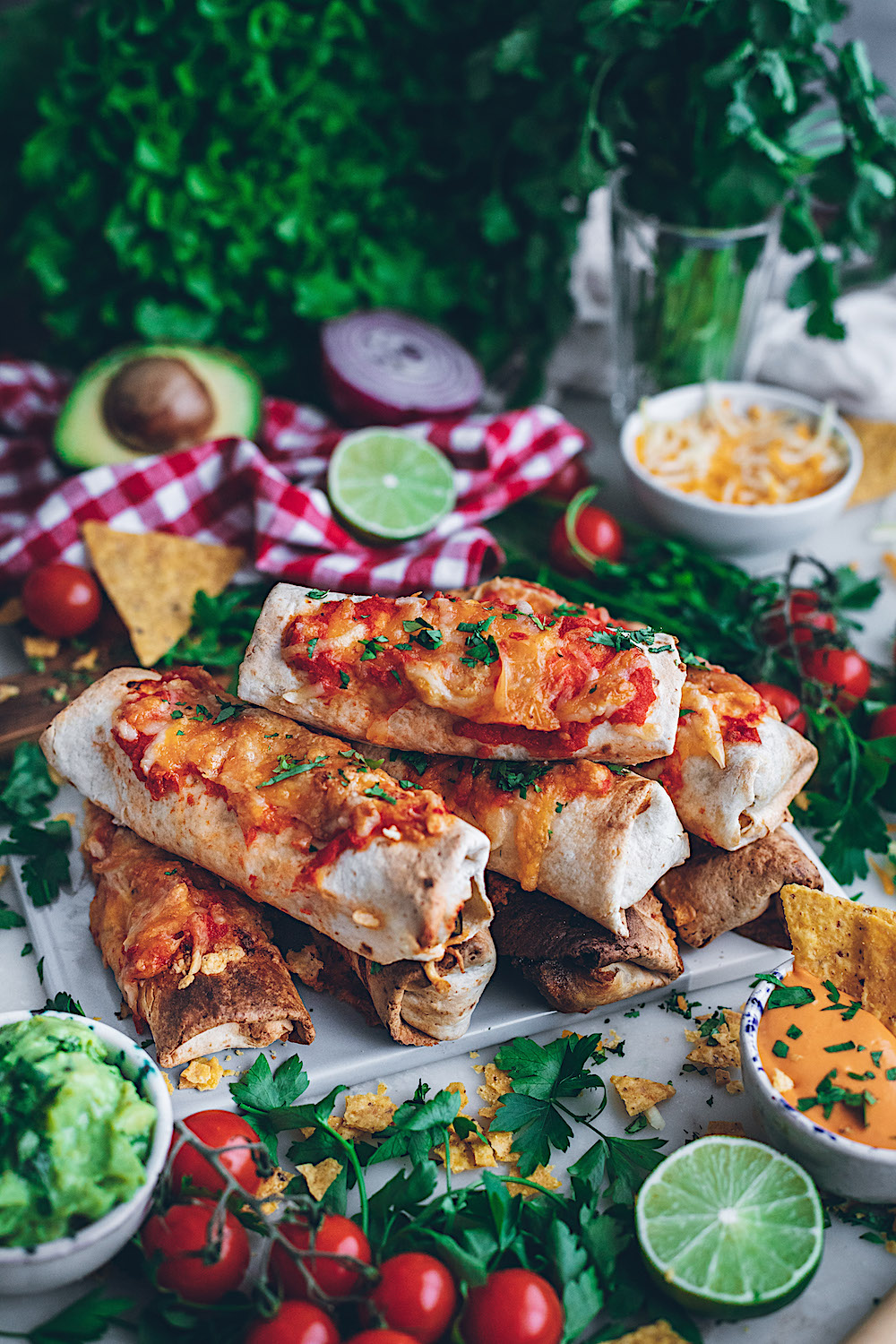 Enchiladas vegetarianas sin grasa en horno o en airfryer