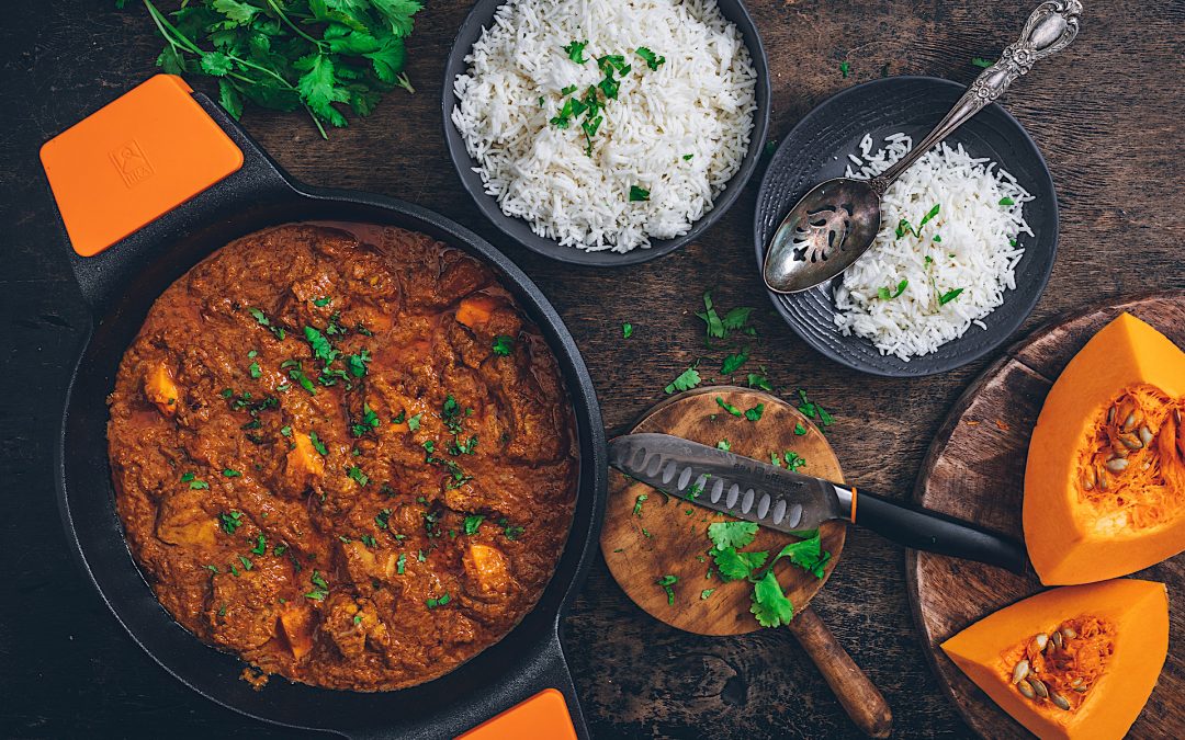 Curry de pollo y calabaza. Un poquito de la India hoy en mi cocina
