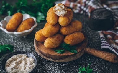 Chicken croquettes and hard-boiled egg. My mother's croquettes