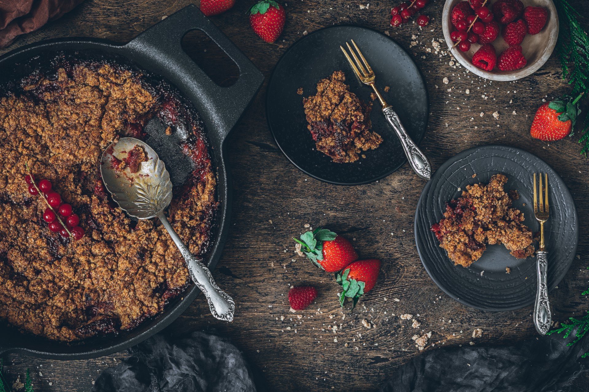 Crumble de frutos rojos. Aprovechamiento dulce de frutas