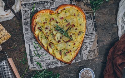Galette of potatoes and leeks. Salty heart for Valentine's Day