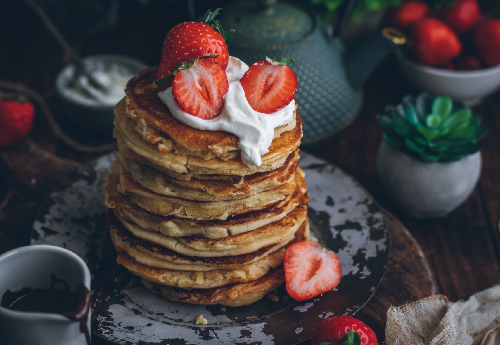 Las tortitas esponjosas de créme fraîche. Las tortitas de Maman