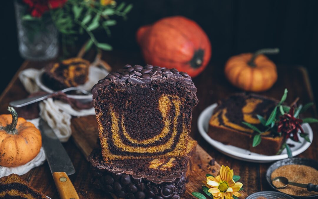 Pumpkin marble and chocolate sponge cake. The taste of autumn in the form of a sponge cake