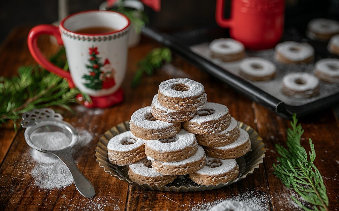 Wine and orange doughnuts. Christmas is here