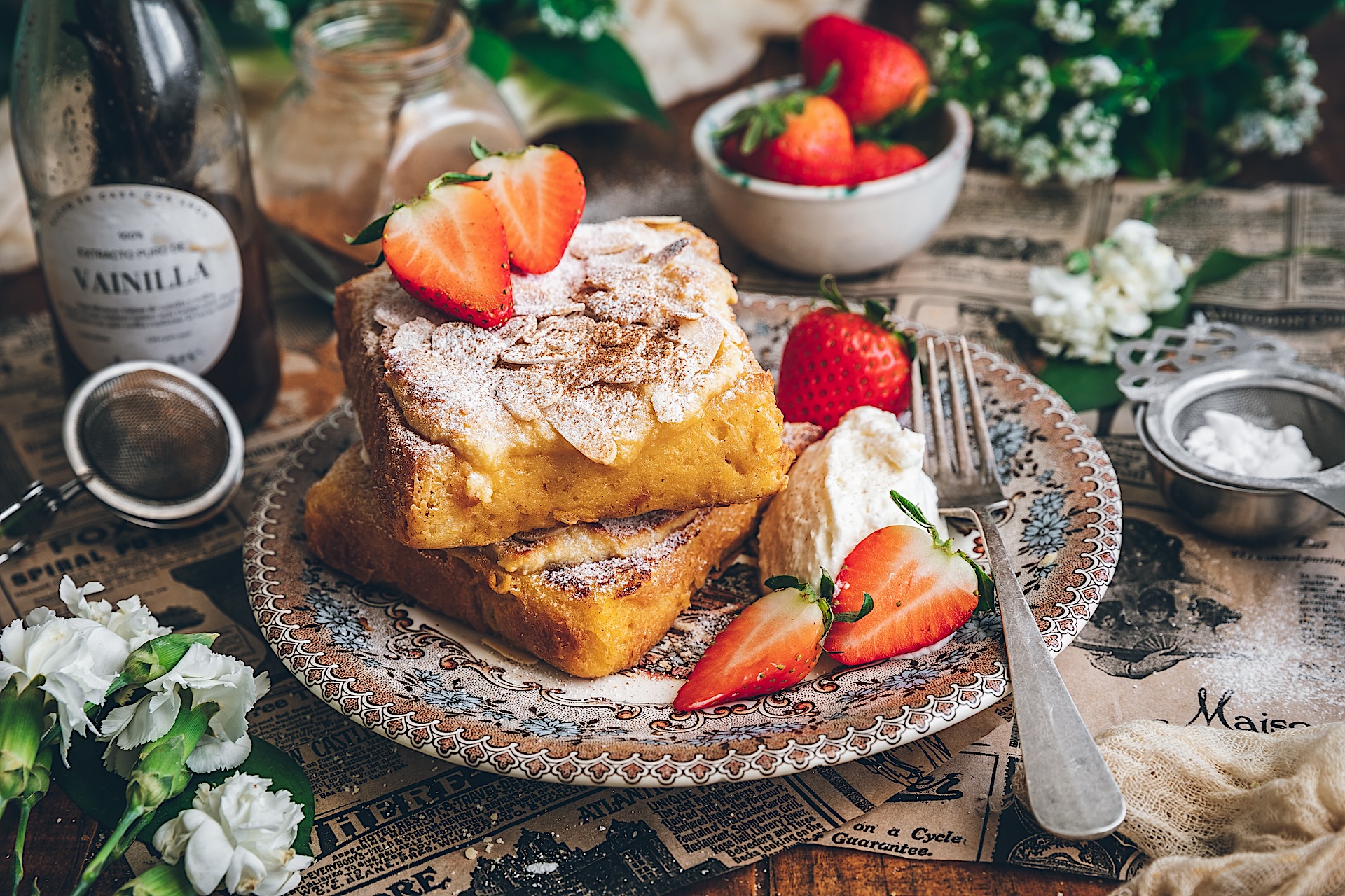 Torrijas con crema de almendras