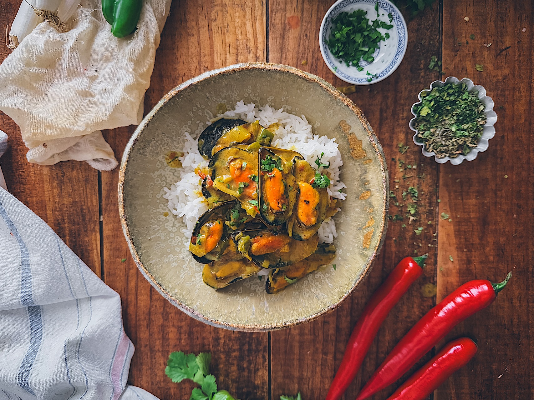 Mejillones al curry. Los favoritos en casa