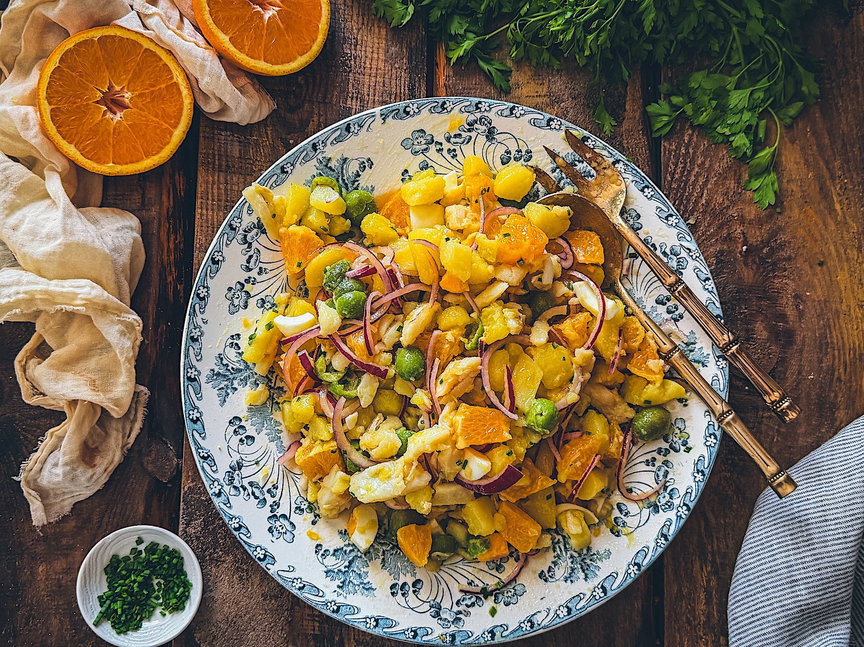 Ensalada malagueña. La más original y fresquita de todas con naranjas y bacalao