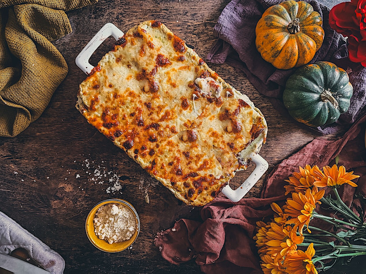 Lasaña de calabacín y mortadela. Italia en la mesa pero de otra manera